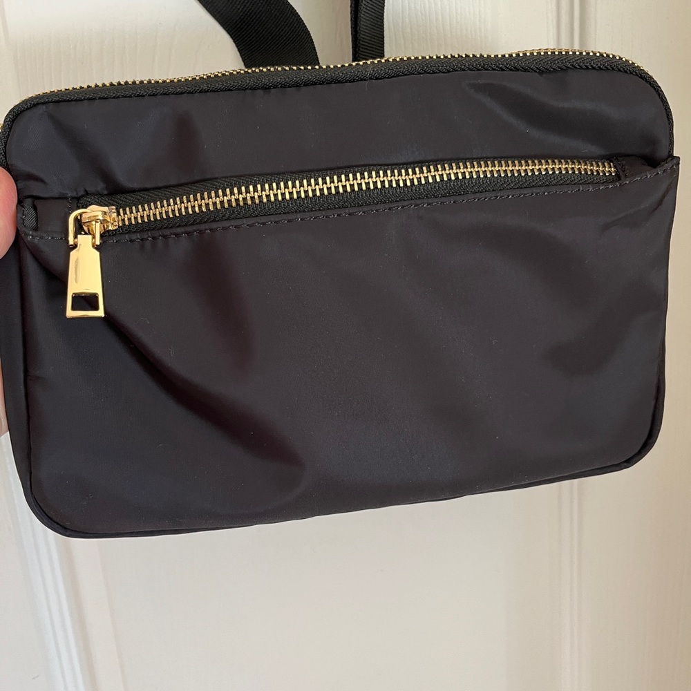 Black and Gold nylon Crossbody Bag